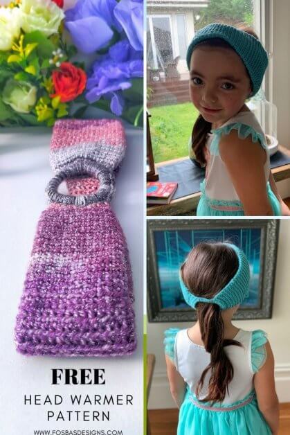 Free Crochet Head warmer Pattern, written for 3 different sizes. 