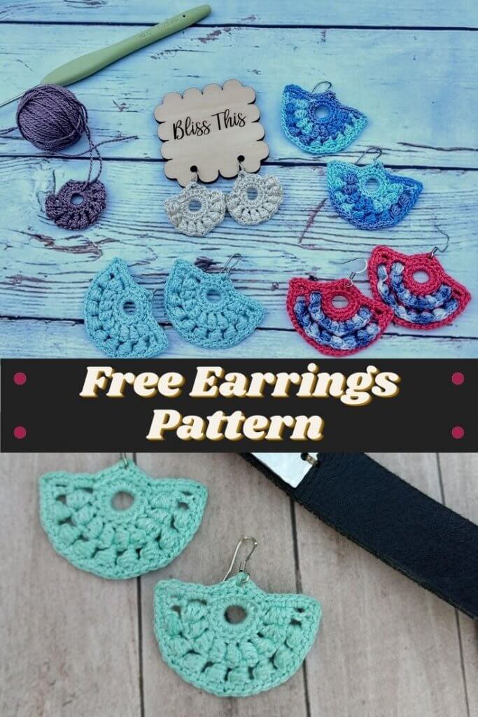 Free pattern, Cute crochet Earrings Pattern 