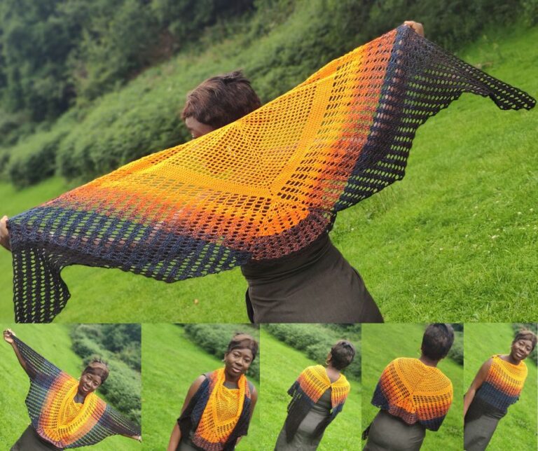 Easy crochet wing shawl pattern