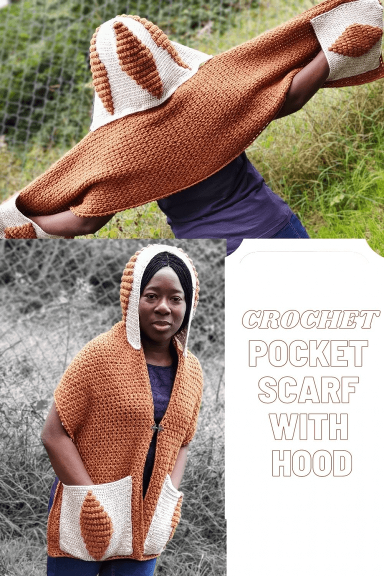 Crochet Pocket Scarf with detachable Hood