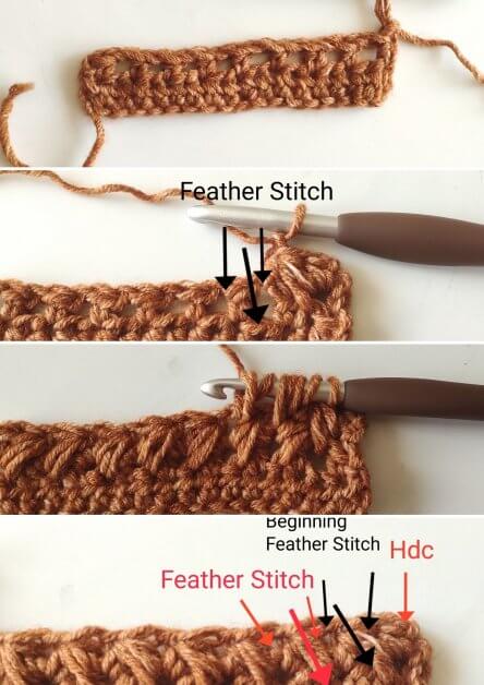 How to crochet a feather stitch using this easy to follow tutorial