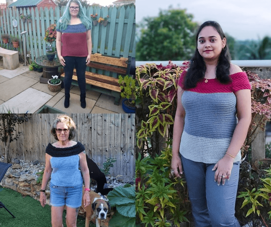 Crochet top pattern, a size inclusive pattern with bust measurement from 28" to 62"  