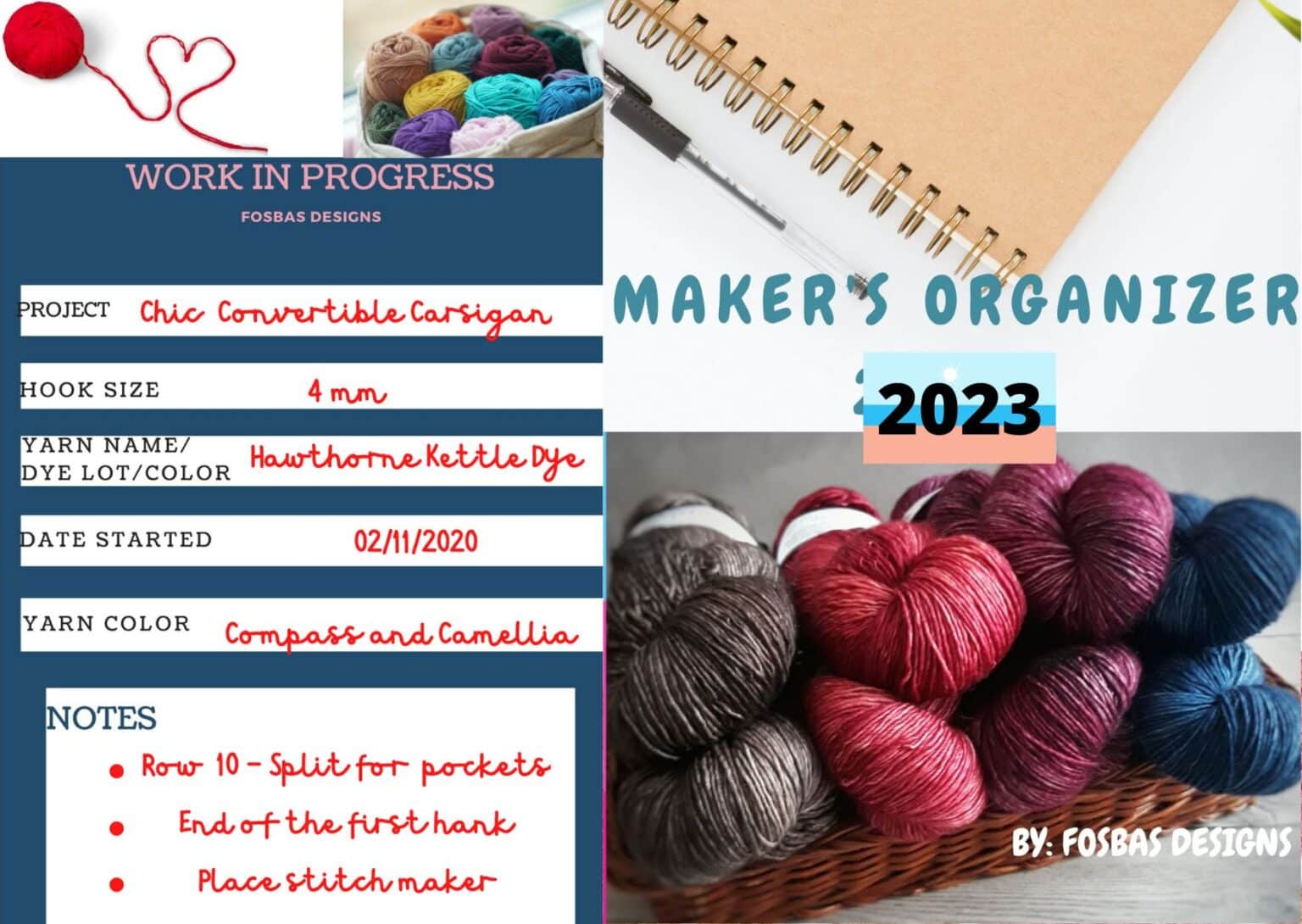 Crochet planner - Makers organizer - Fosbas Designs