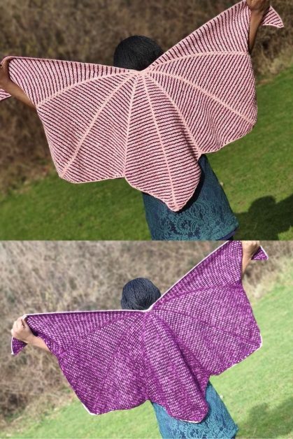 Crochet reversible shawl Pattern, crochet capelet, bat wing shawl. 