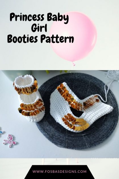 Princess Baby Girl Booties made in Rows for Equal size and shape