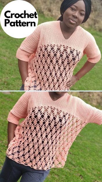 Oversized crochet lace sweater pattern