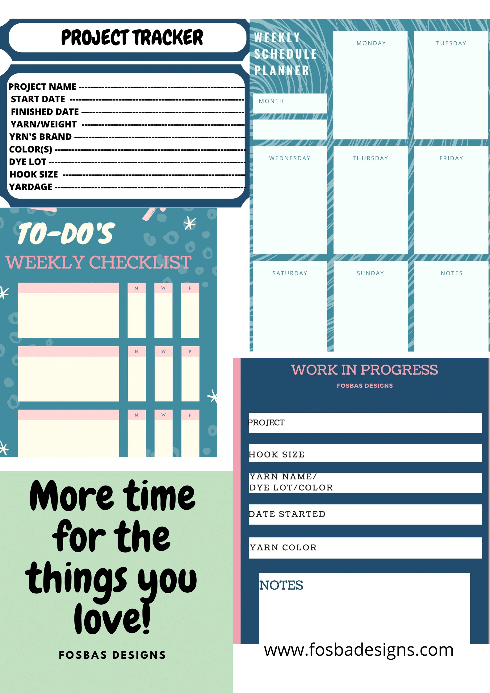 Crochet planner - Makers organizer - Fosbas Designs