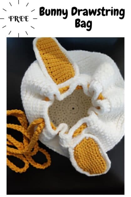 Bunny crochet drawstring bag pattern