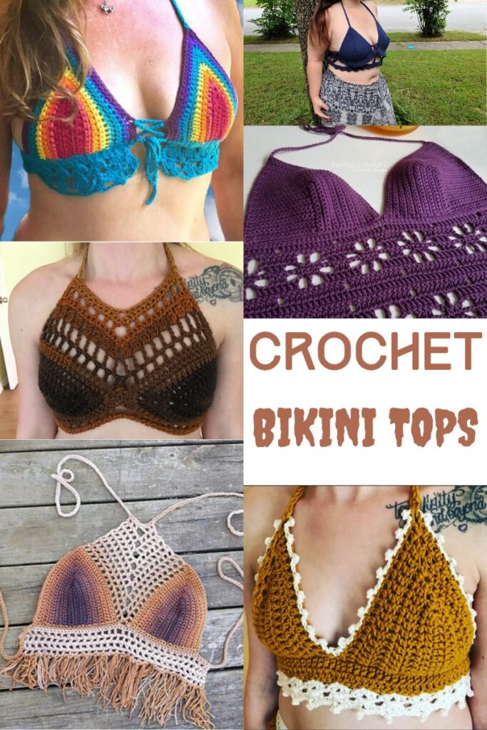 Easy and free crochet Bikini Tops to make this summer.