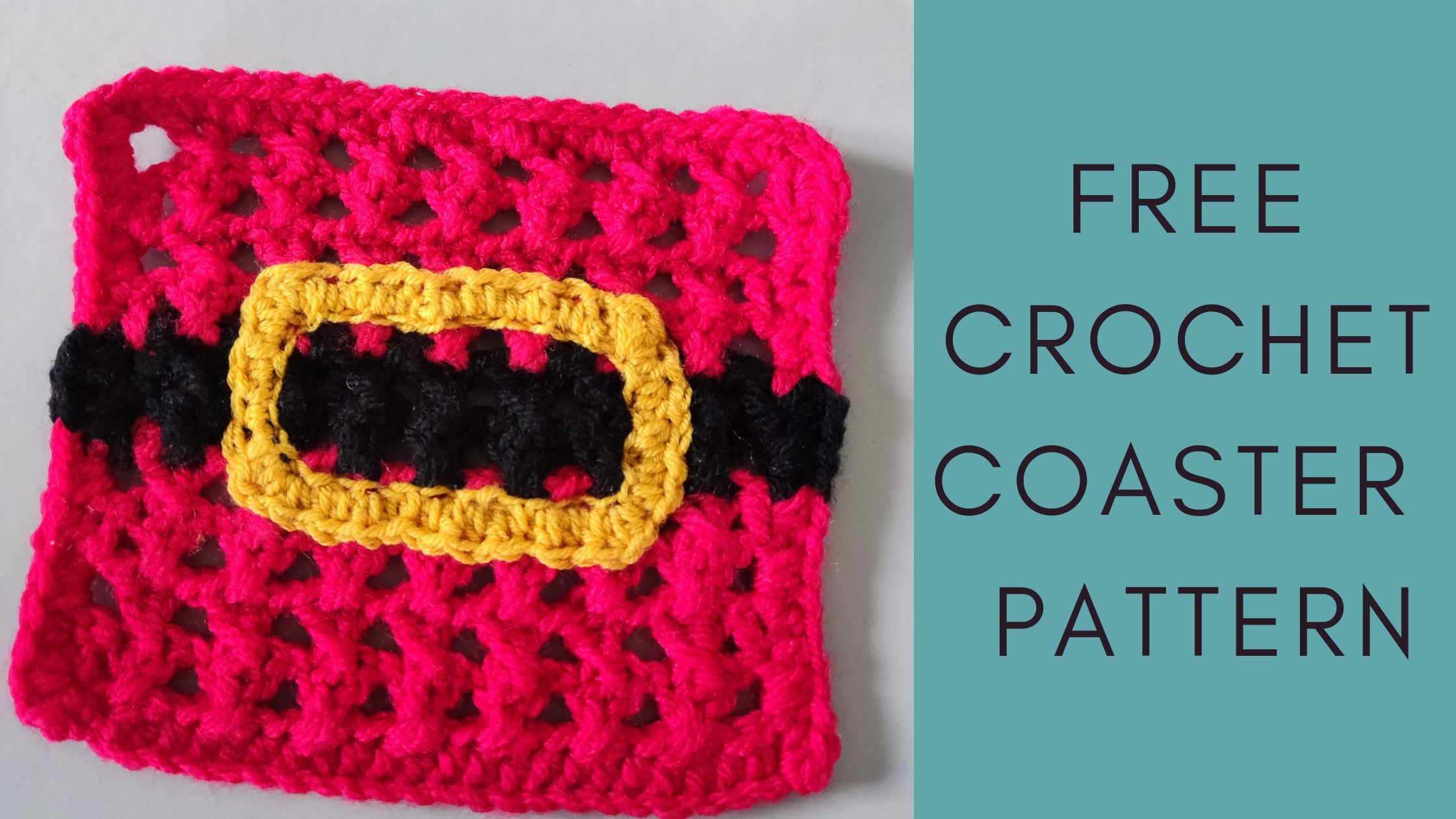 Easy crochet Christmas Coaster free pattern themed for the festive season.