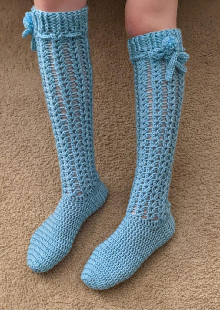 Easy Knee High Socks Crochet Pattern - Fosbas Designs