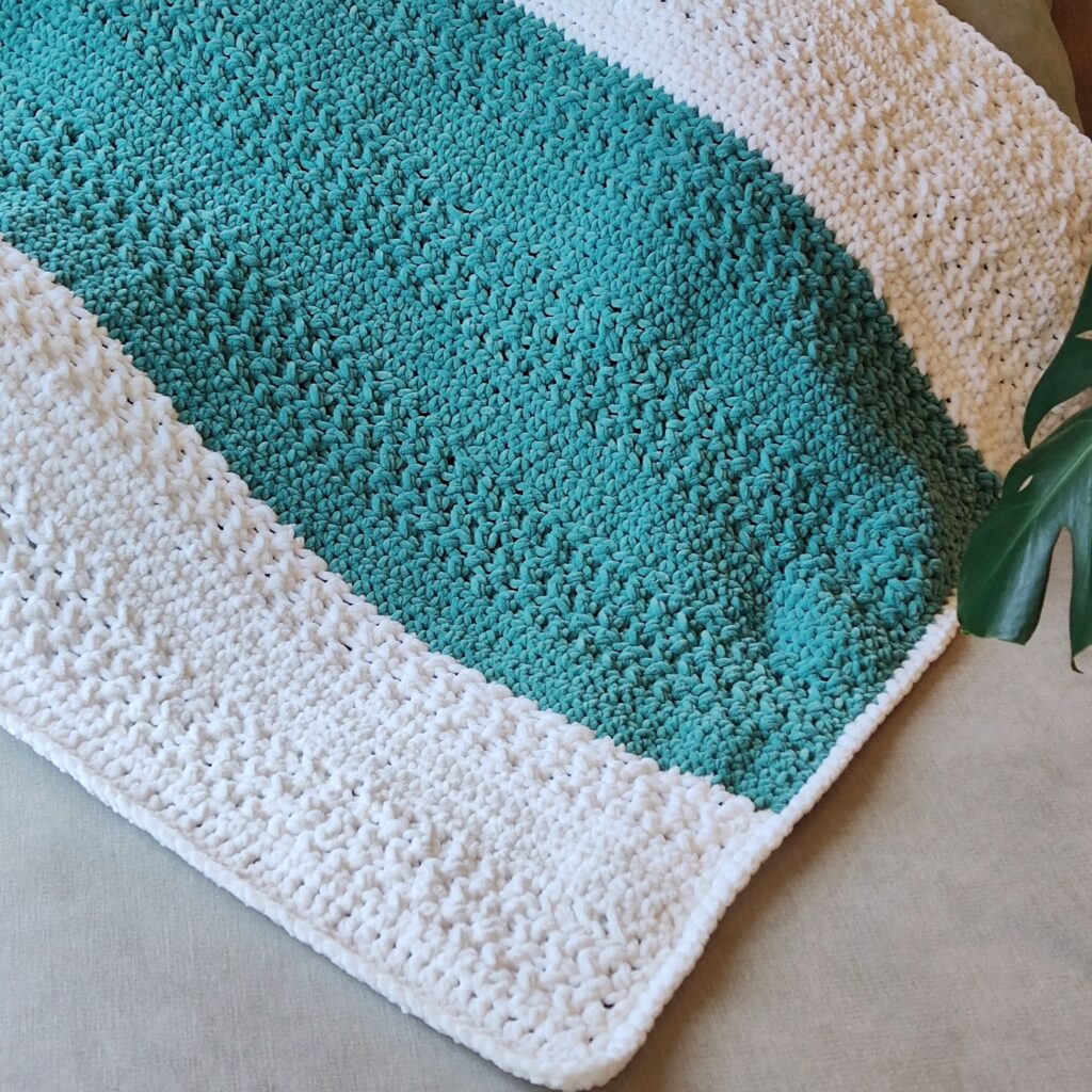 Cozy stripe crochet blanket pattern - Fosbas Designs