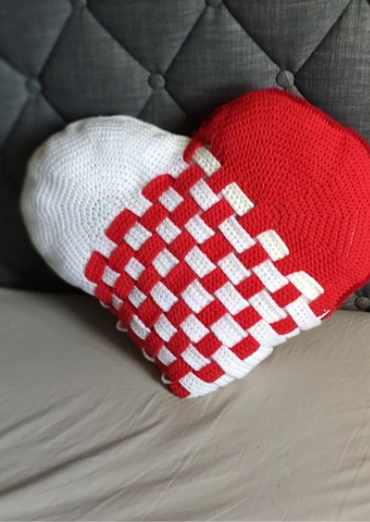 Easy crochet heart shaped pillow cover