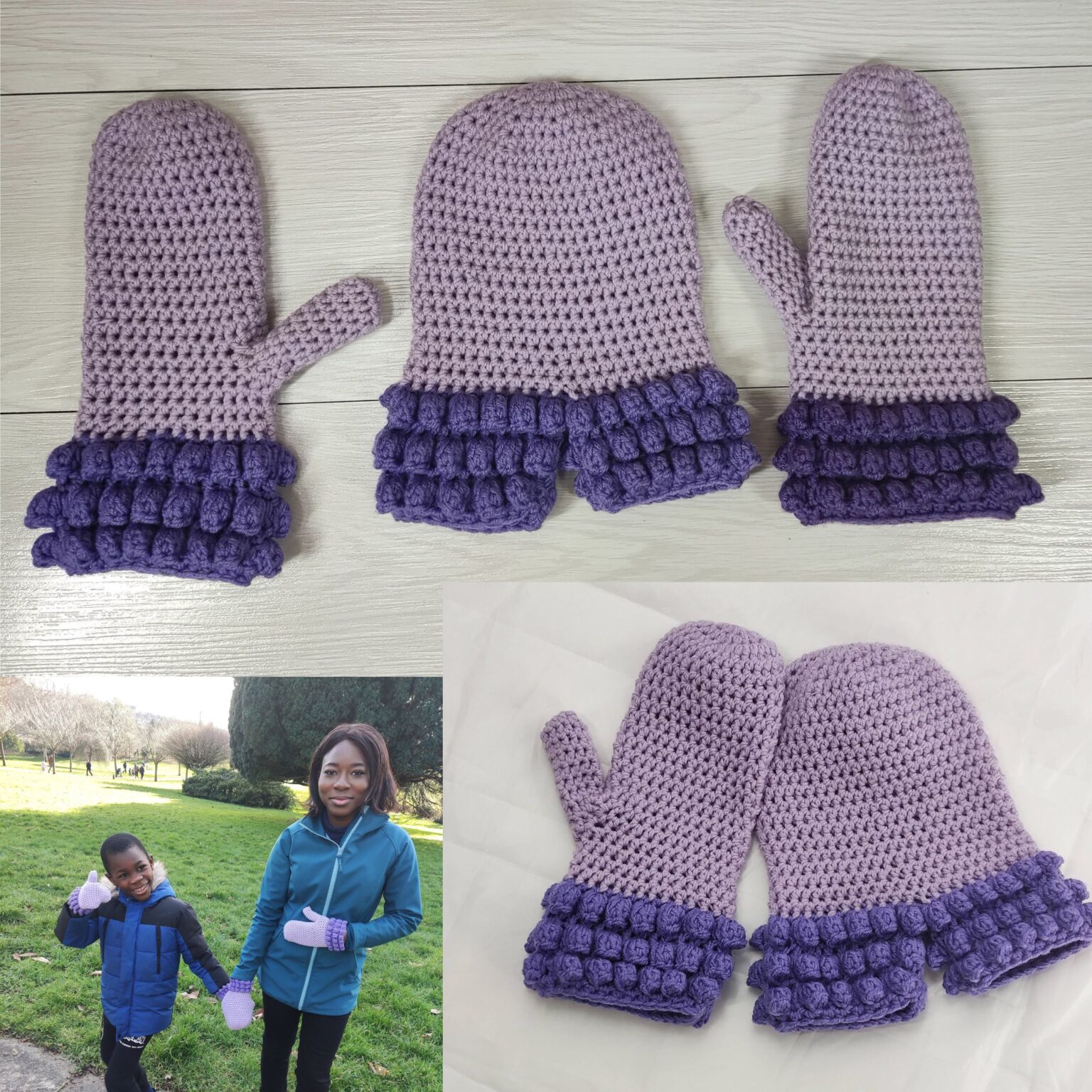 Holding hands crochet mittens free pattern Fosbas Designs