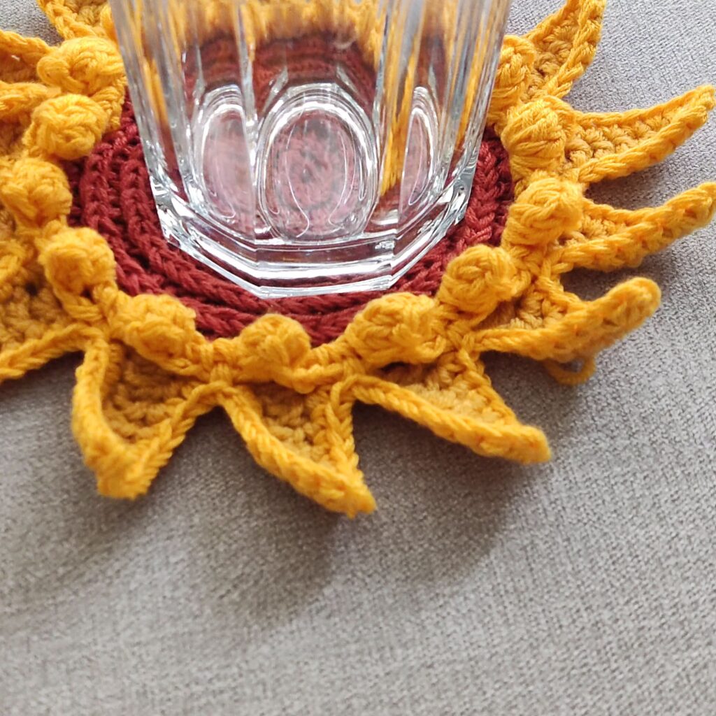 Free Crochet Sunflower Coaster free pattern