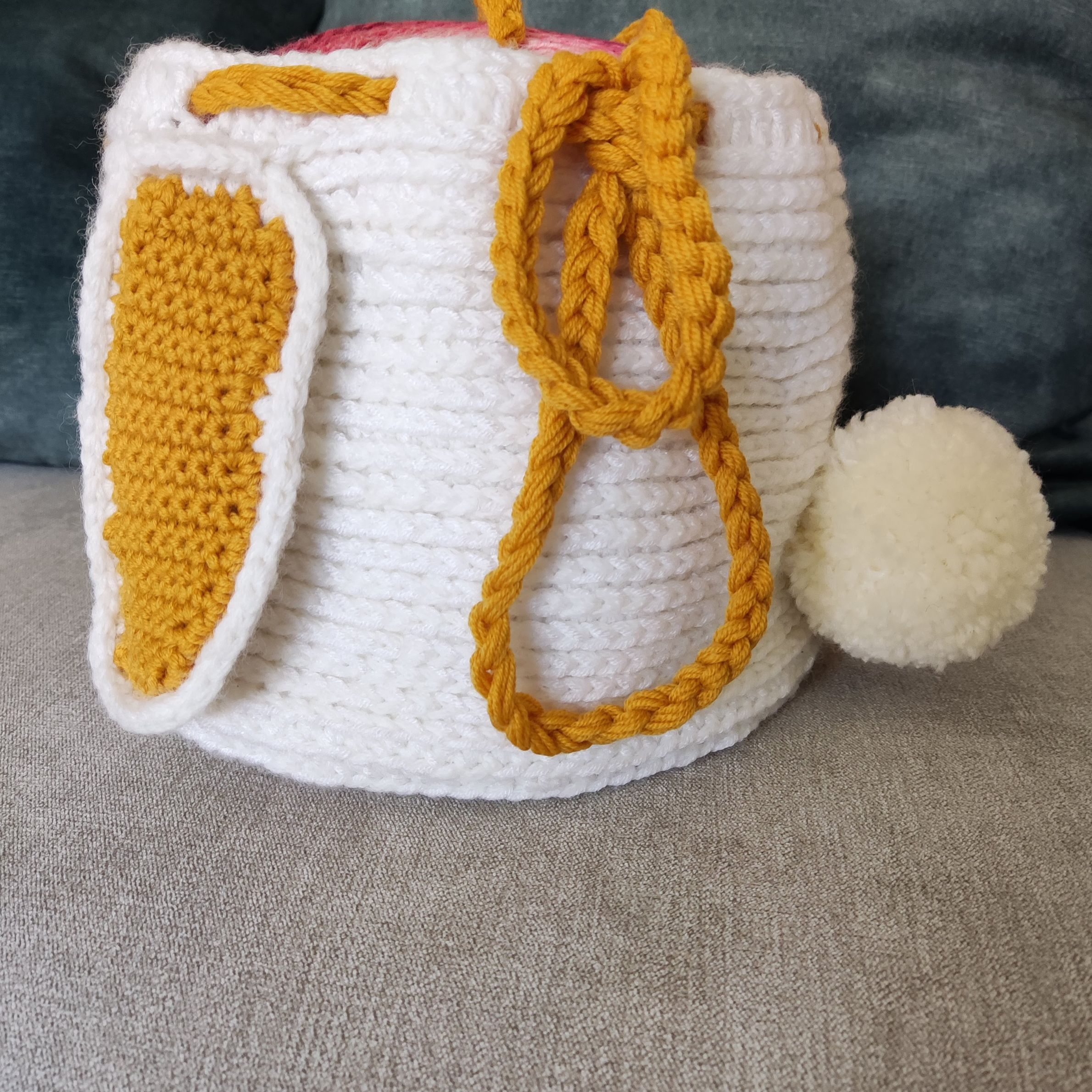 easy crochet bunny drawstring bag pattern free