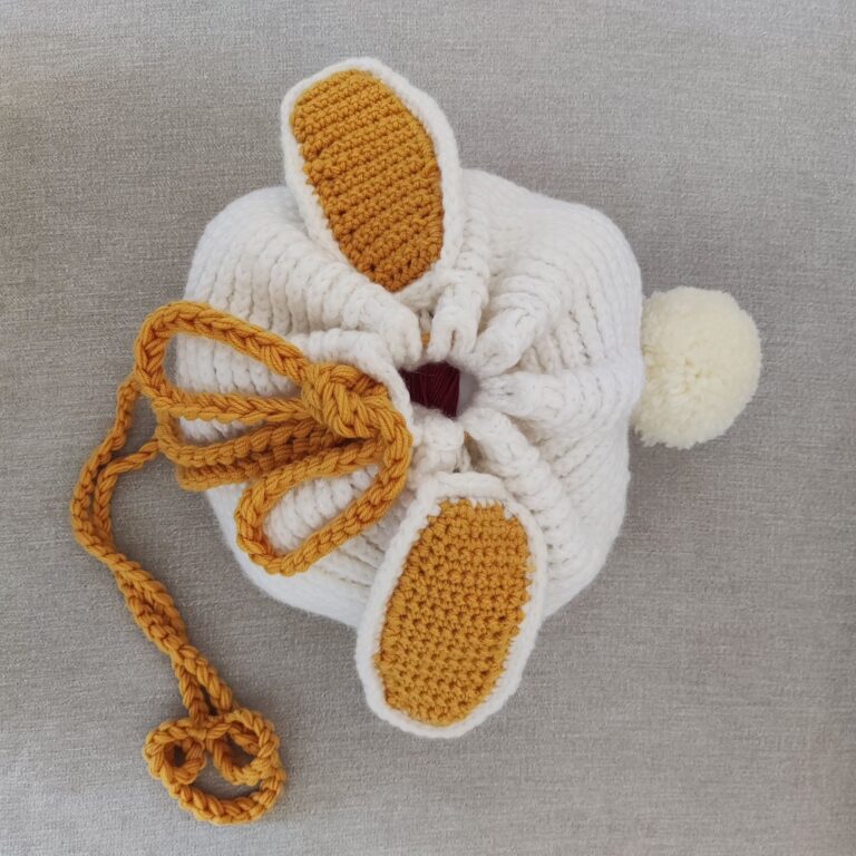 Bunny Crochet Drawstring Bucket Bag Free Pattern