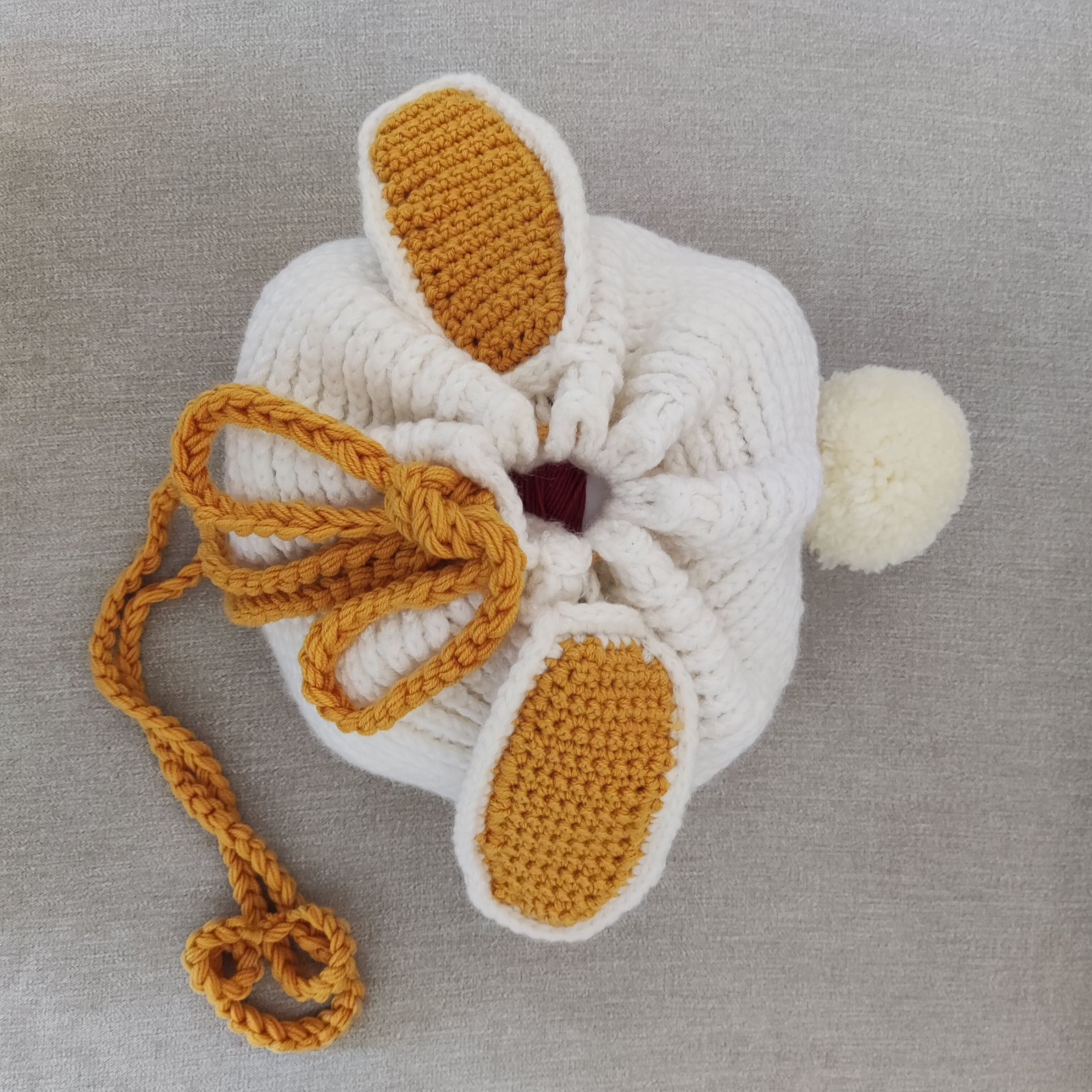easy crochet bunny drawstring bag pattern free