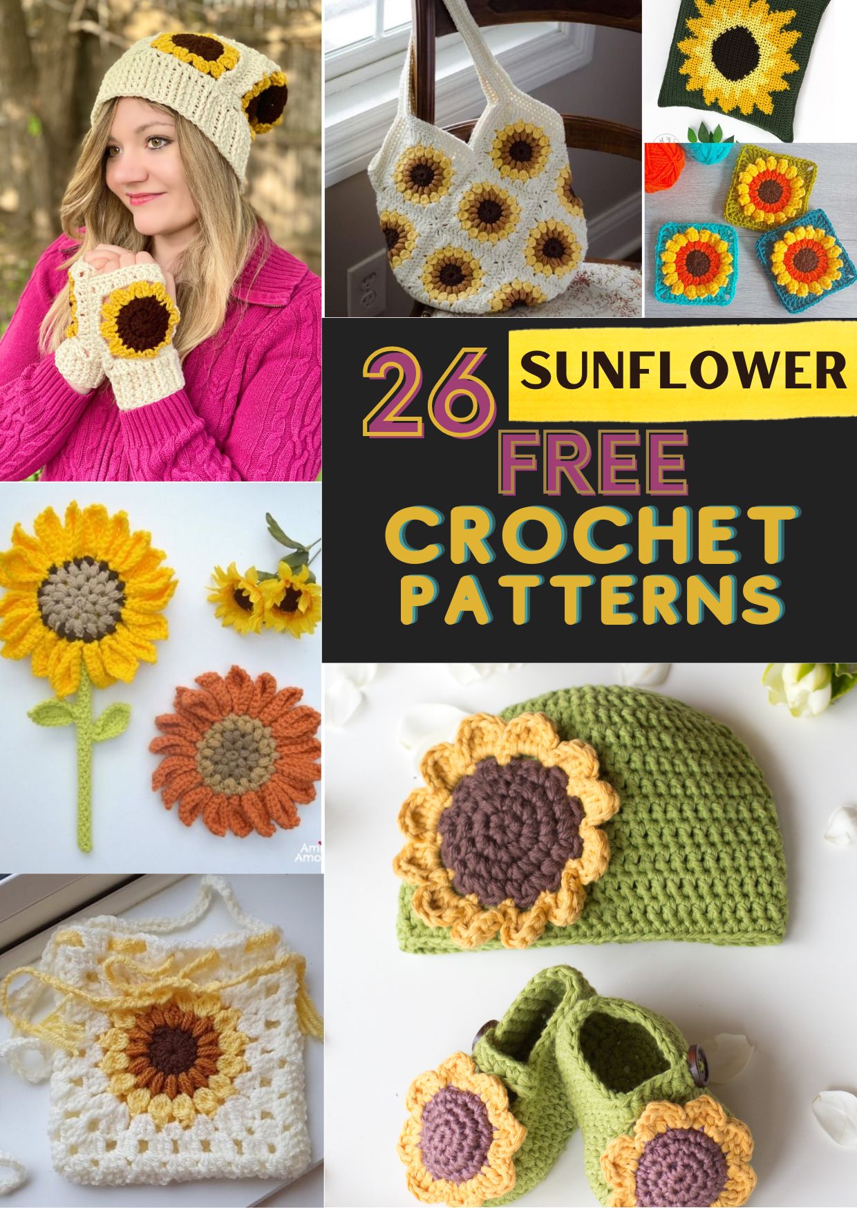Cheerful Crochet Sunflower in Smiling Red Pot - Buy ladies bag