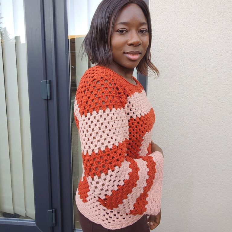 Granny square crochet sweater free pattern