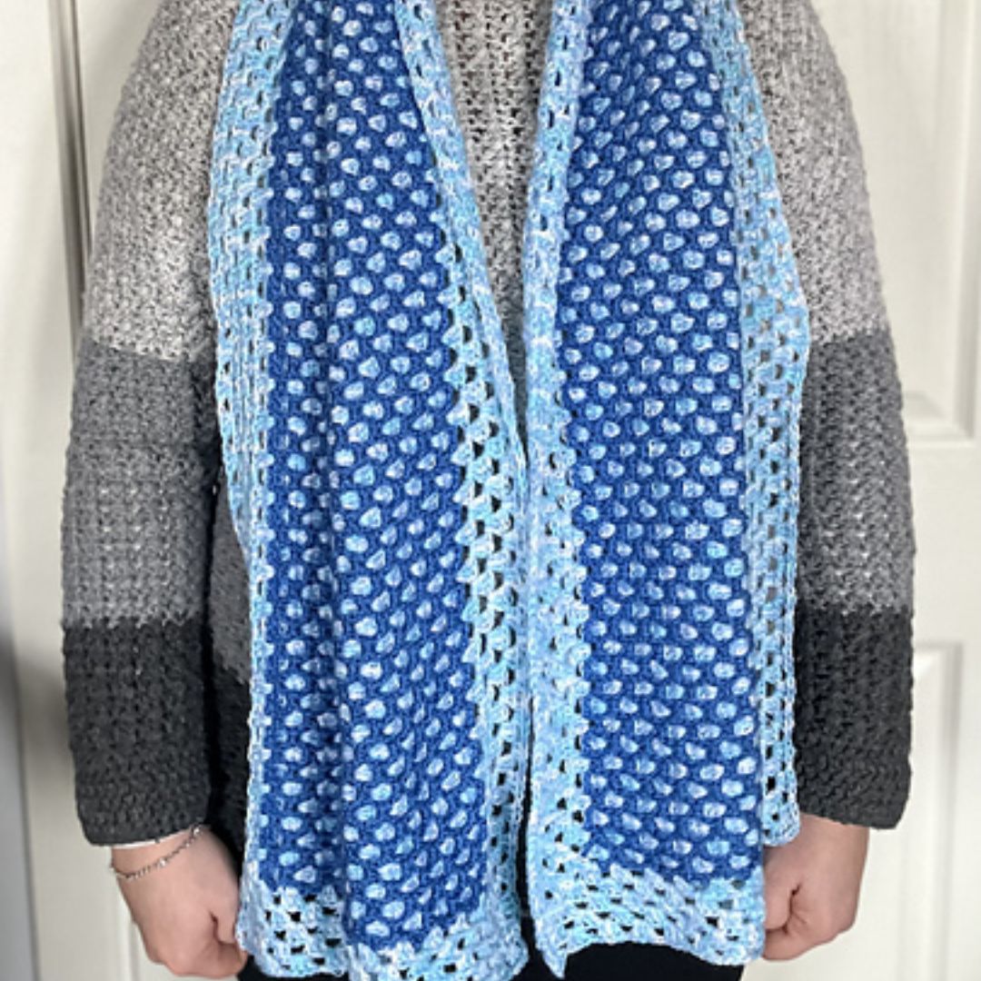 Double-sided crochet rectangular scarf pattern