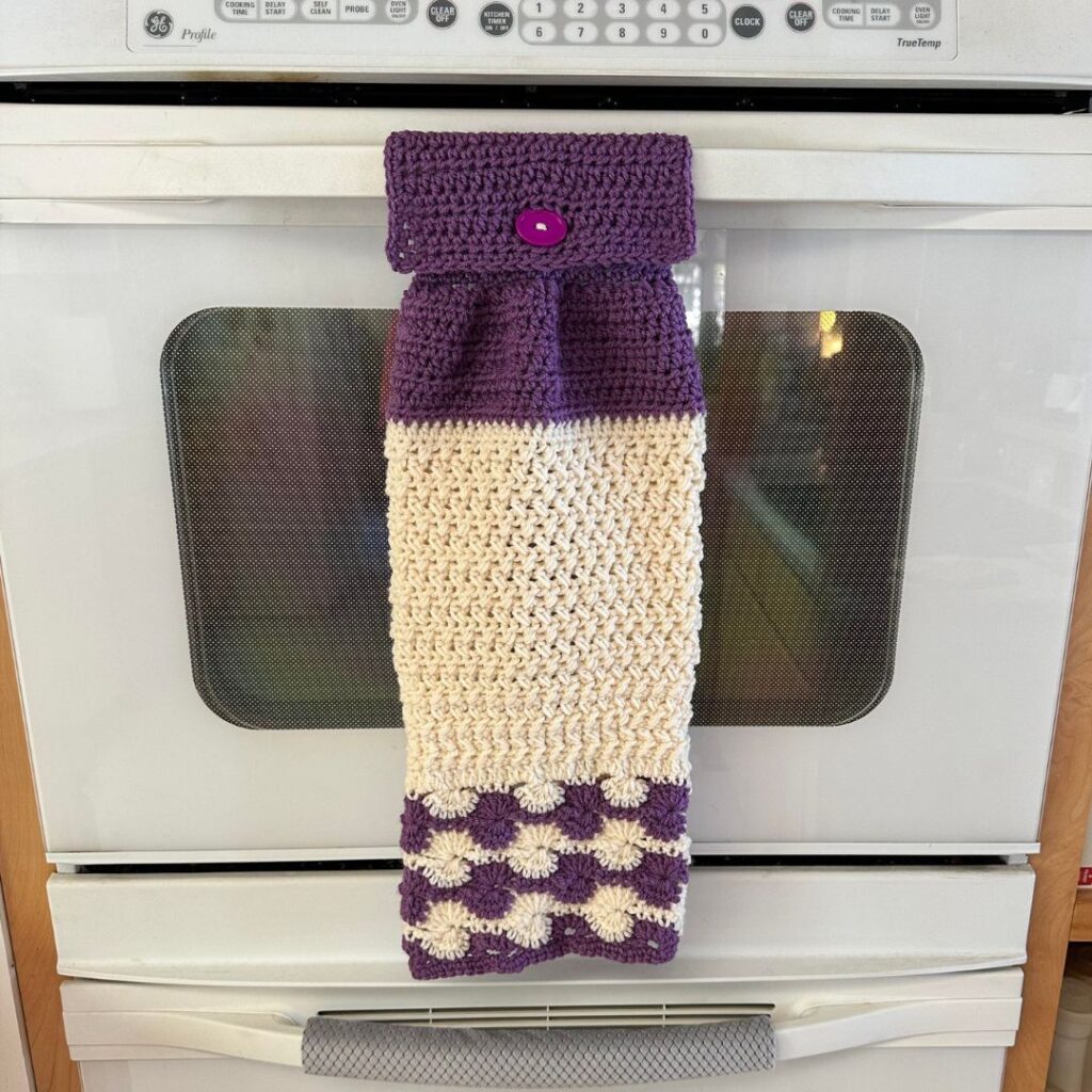 Crochet Dish Towel Free Pattern using the amazing Catherine's Wheel Stitch