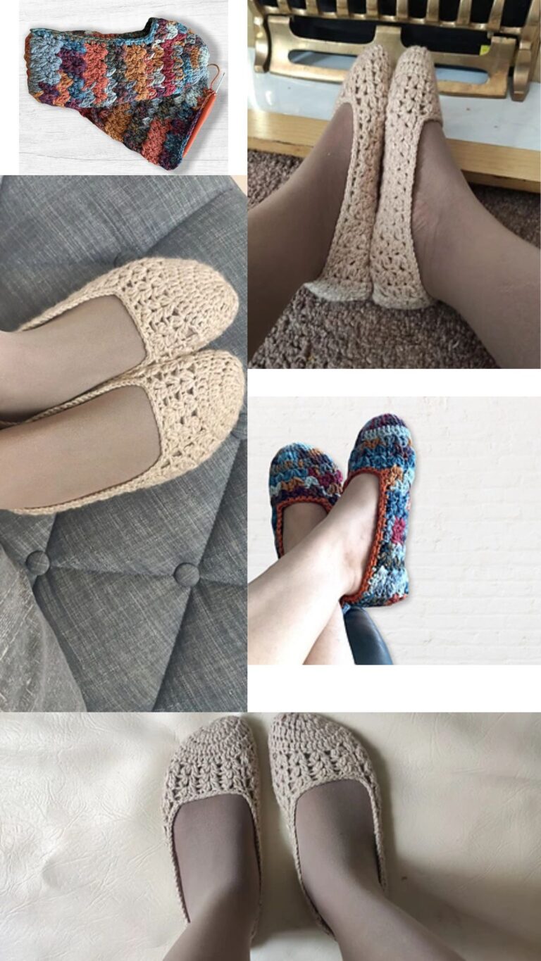 Easy crochet slippers in multiple sizes