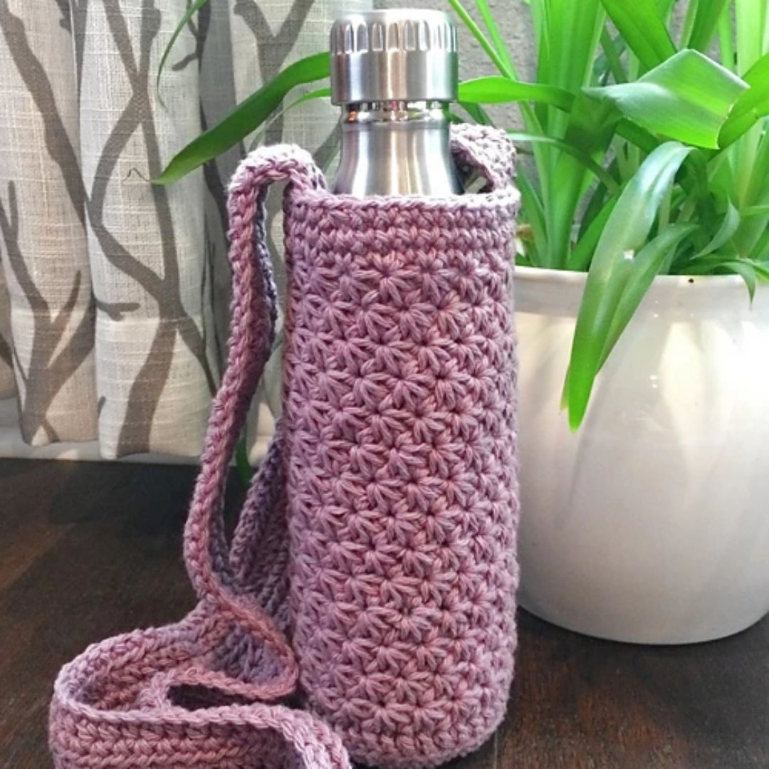Easy Jute Water Bottle Holder with Strap, Free Crochet Pattern - Kirsten  Holloway Designs
