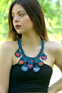 Crochet Feather Patterns  - Made into a Necklace