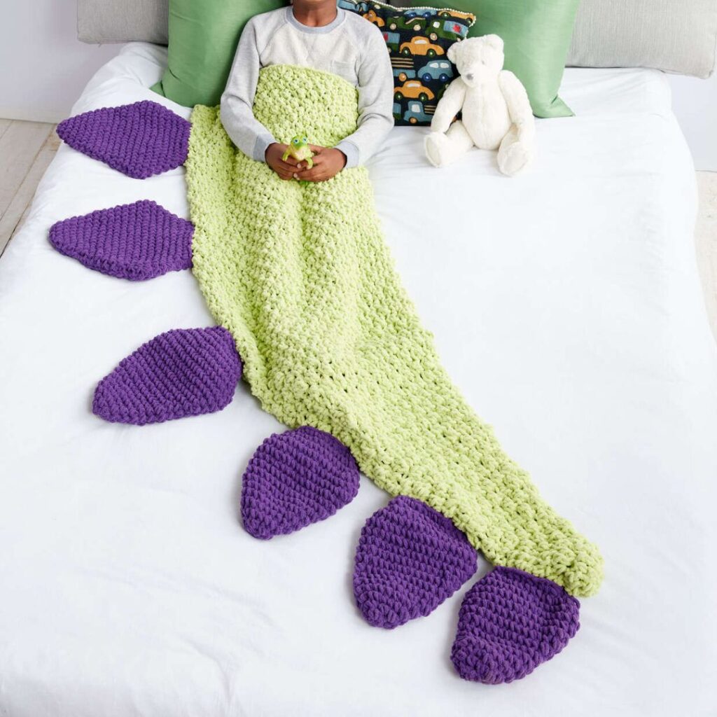 Crochet Dinosaur Snuggle Blanket