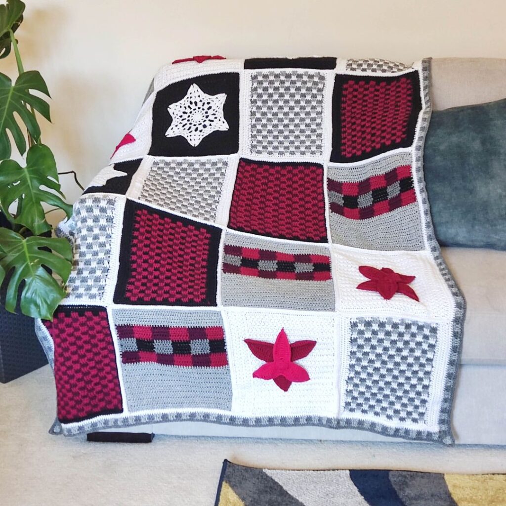 Plaid style crochet blanket free pattern