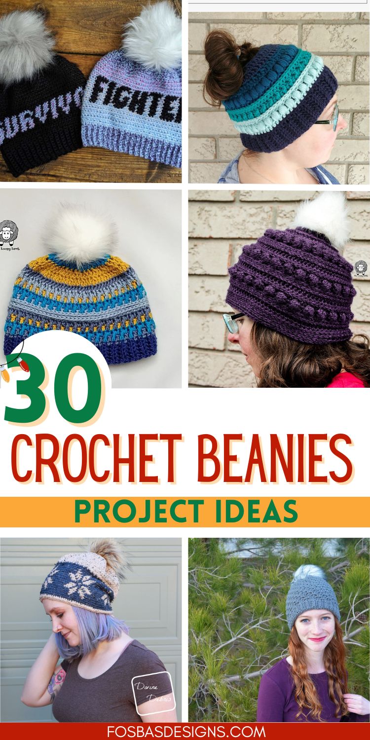 Easy crochet beanie free pattern - Fosbas Designs