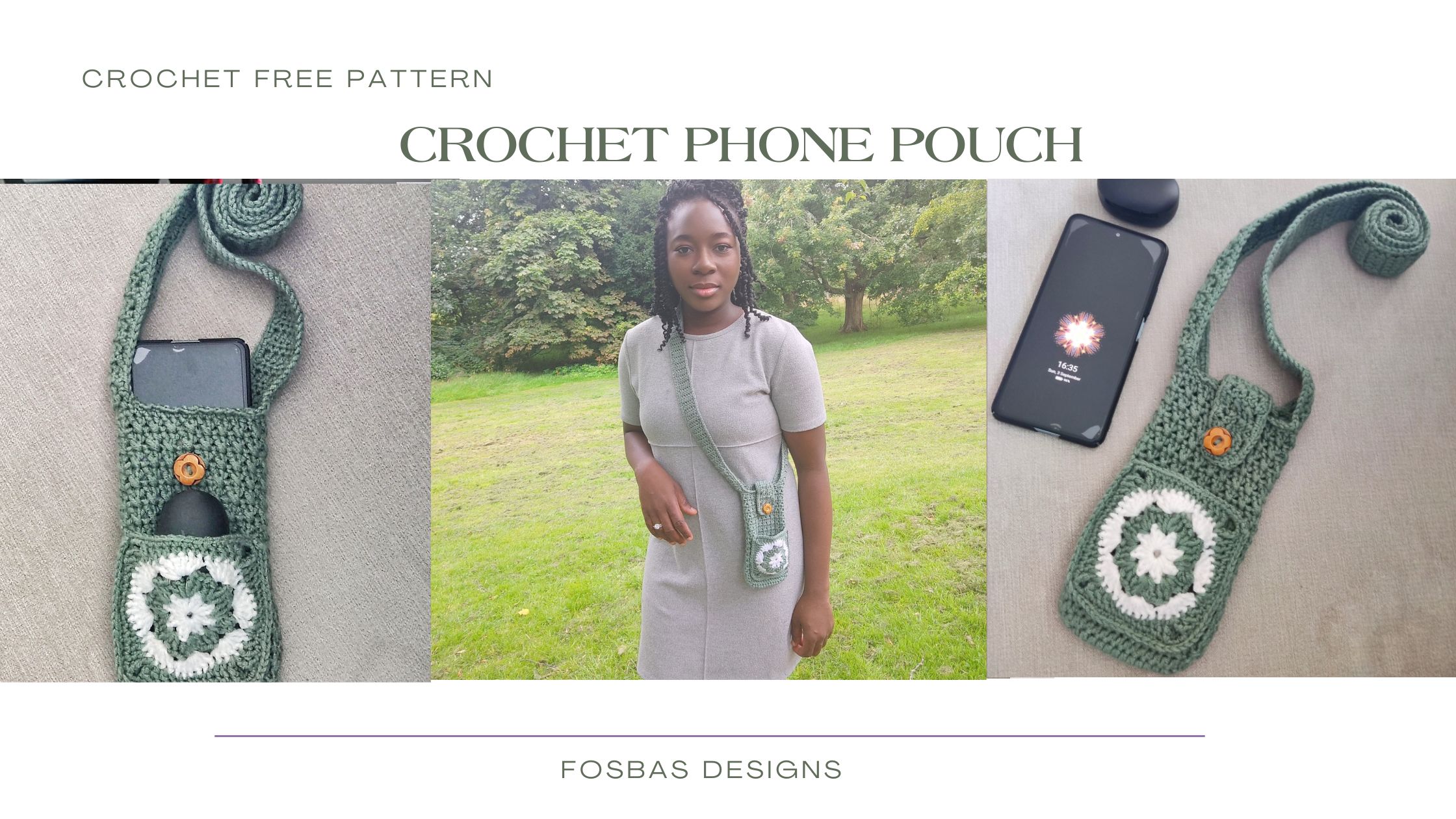 Simple Crochet Phone Pouch with pocket - free pattern