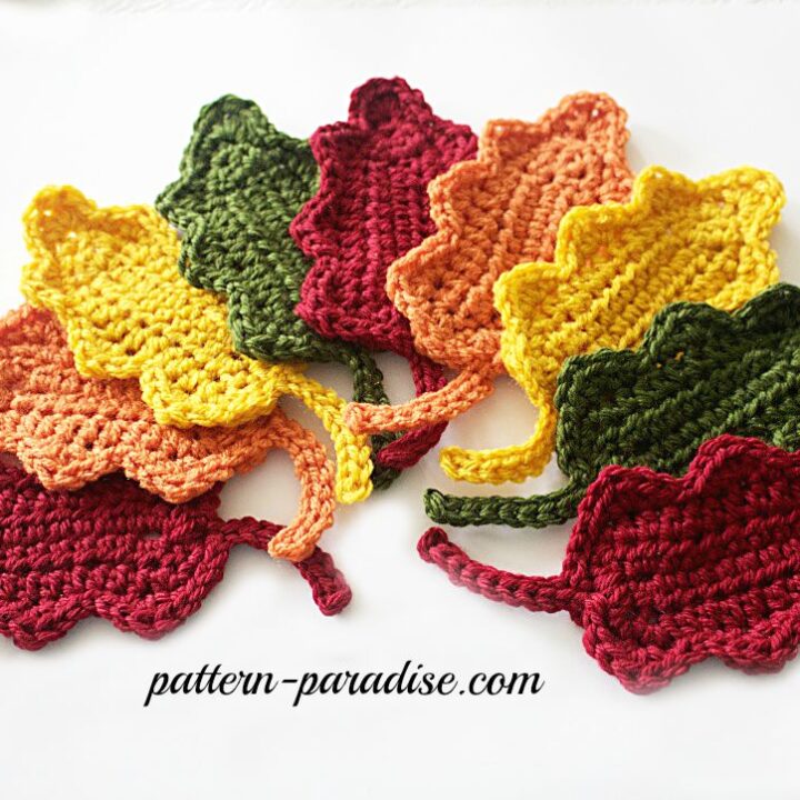 25 free crochet leaf patterns - Fosbas Designs