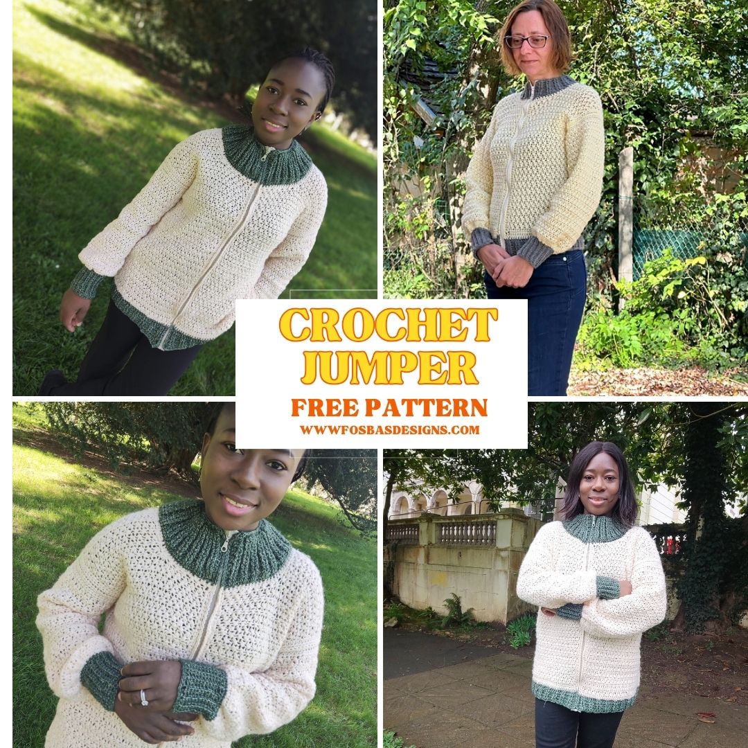 Cozy Zipper Crochet Jumper Pattern - Fosbas Designs