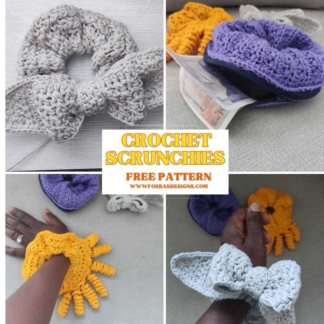 Easy crochet Scrunchie Free Pattern - A perfect one skein project for the new year