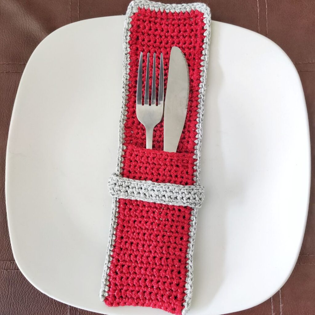 Crochet Christmas Cutlery Holder Pattern Free
