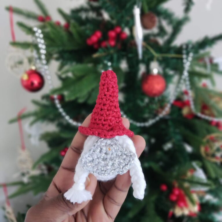 Crochet gnome ornament