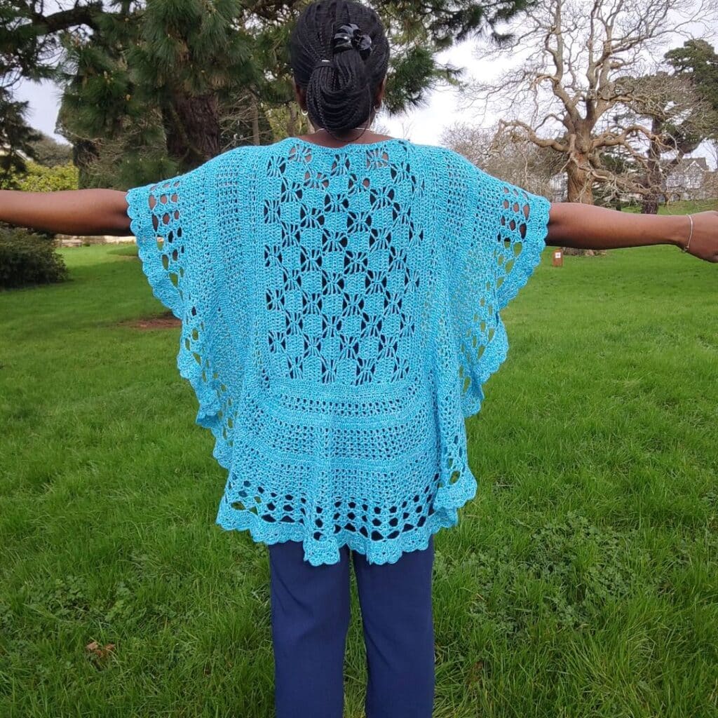 Easy lacy Asymmetrical Crochet Poncho pattern