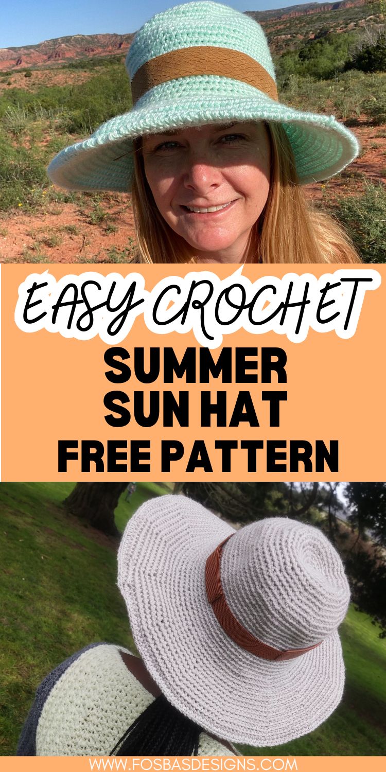 Easy crochet sun hat-free pattern - Fosbas Designs