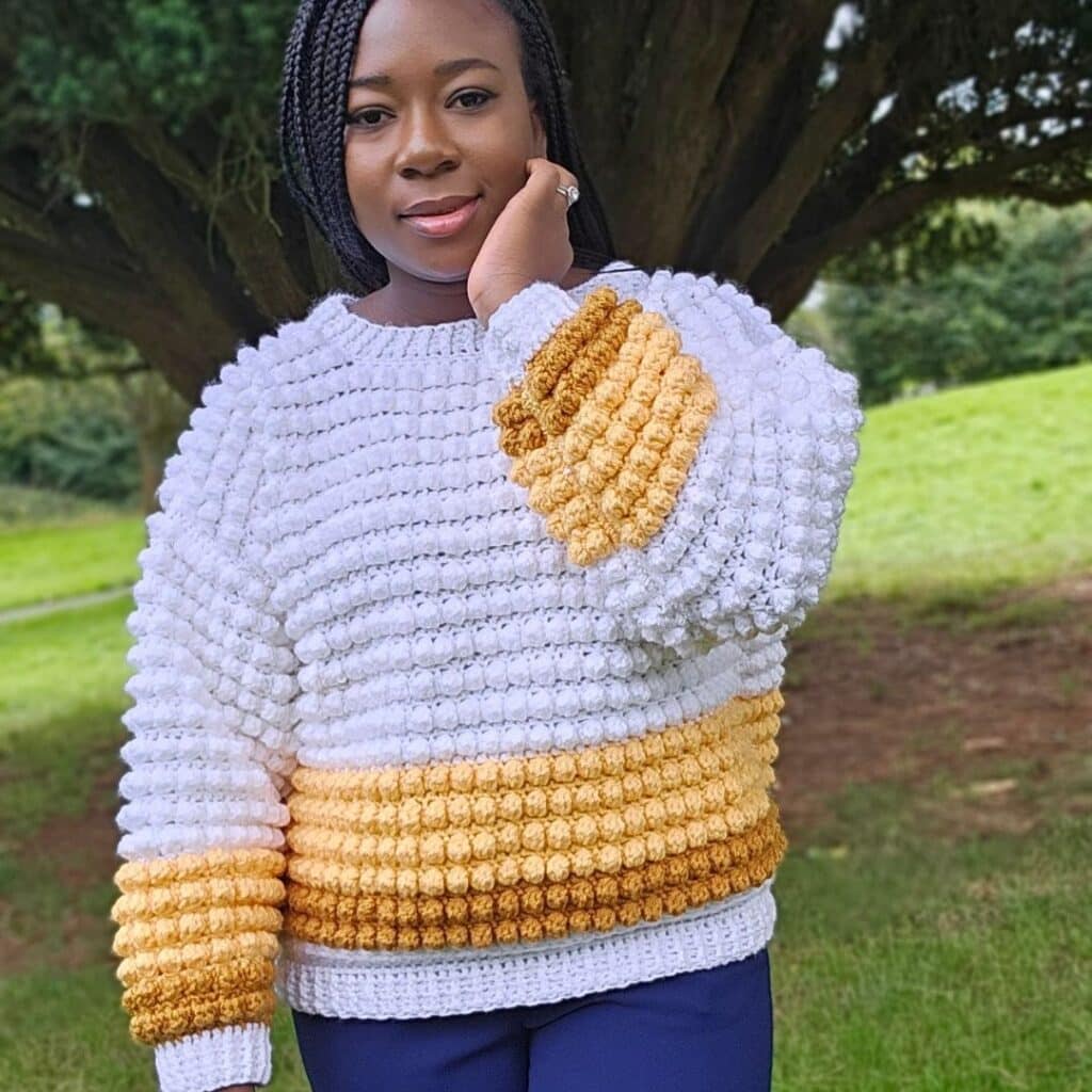 Chunky crochet bobble sweater