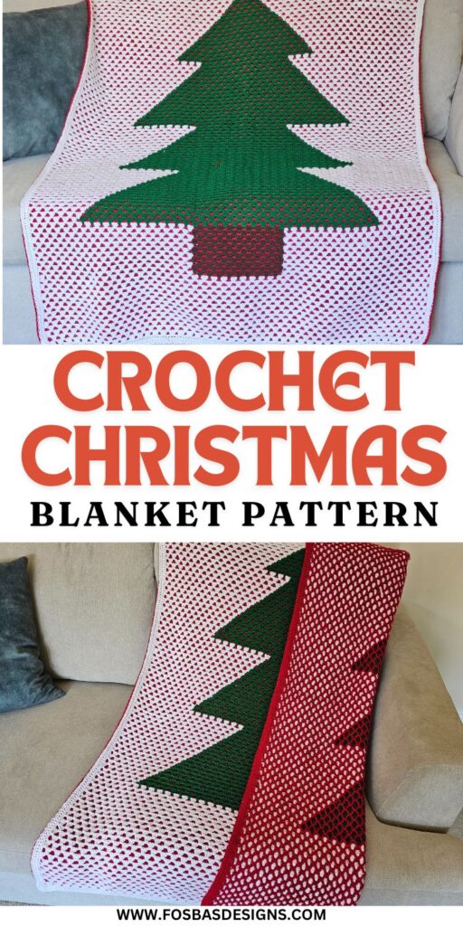 Reversible crochet Christmas Tree Blanket Pattern