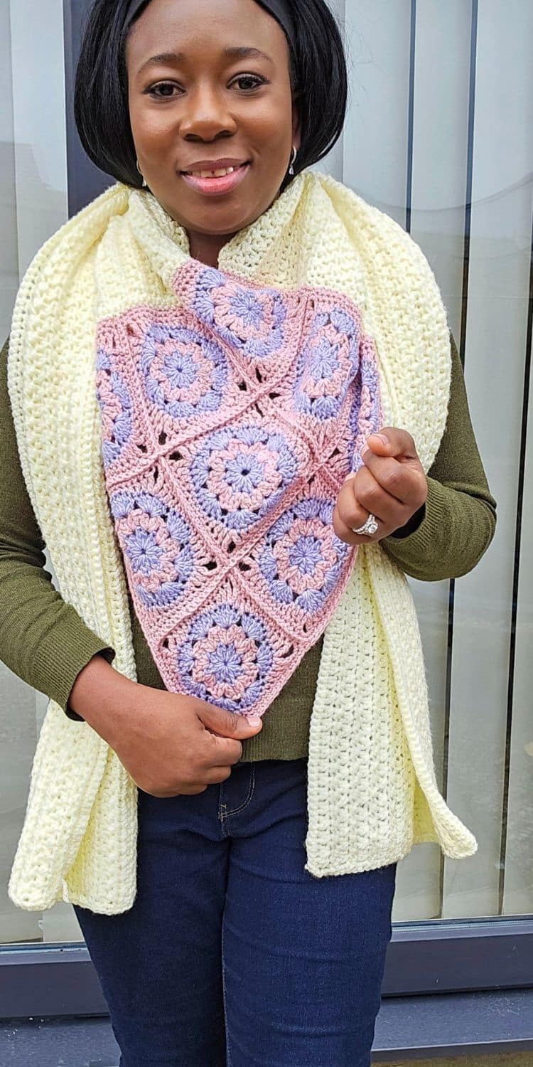 African flower Crochet ruana wrap pattern free