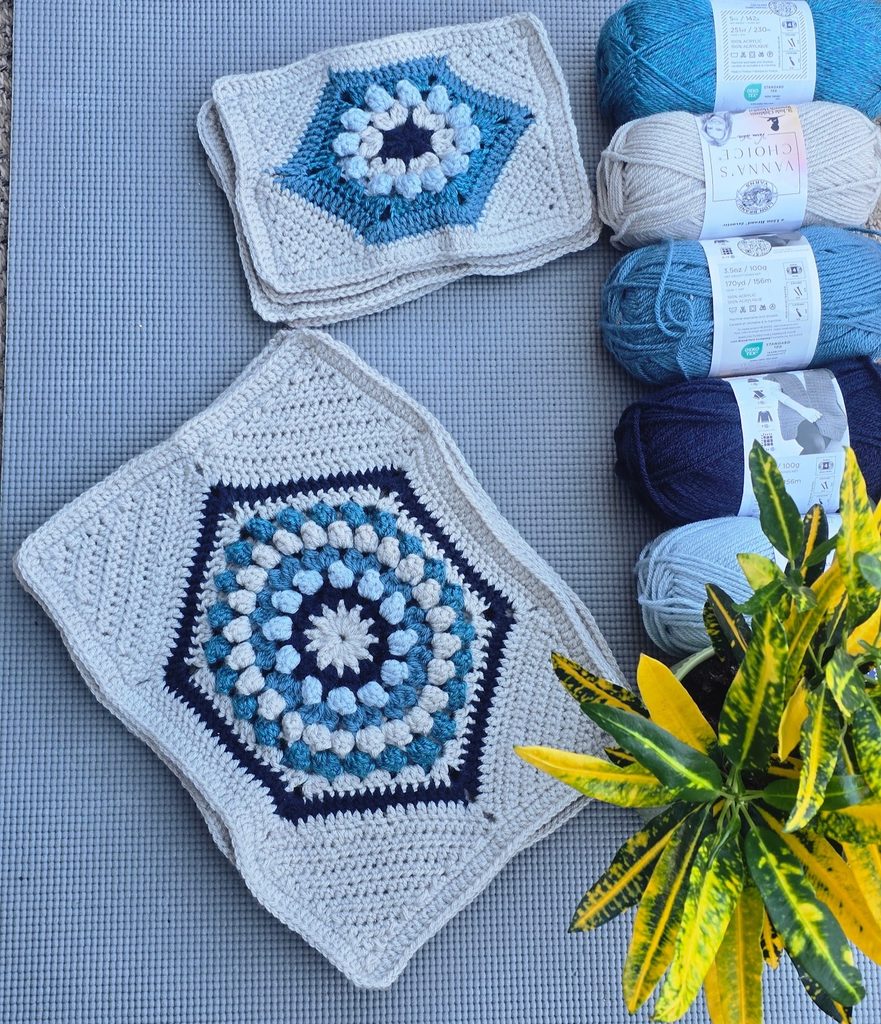 Crochet Hexagonfor the Frosted window blanket pattern